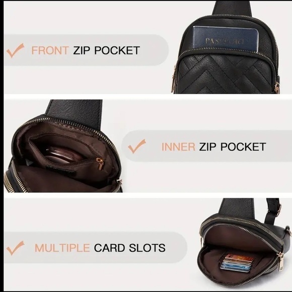 Brown Vegan Leather Quilted Crossbody Bag - Picture 5 of 6